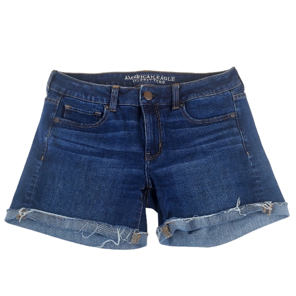 American Eagle Outfitters Pants - AEO Super Stretch X4 Denim Midi Shorts in Size 8